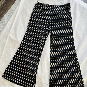 Joseph Ribkoff Black & Sand Geometric Wide-Leg Flared High Stretch Pants – US 18